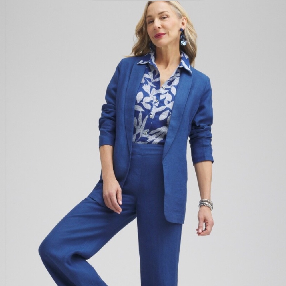 Chicos linen jacket COLOR: NAVAL INDIGO